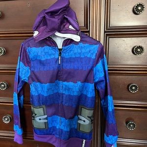 Fortnite Piñata Hoodie with mask- kids size Large- Blue and Purple - NWT